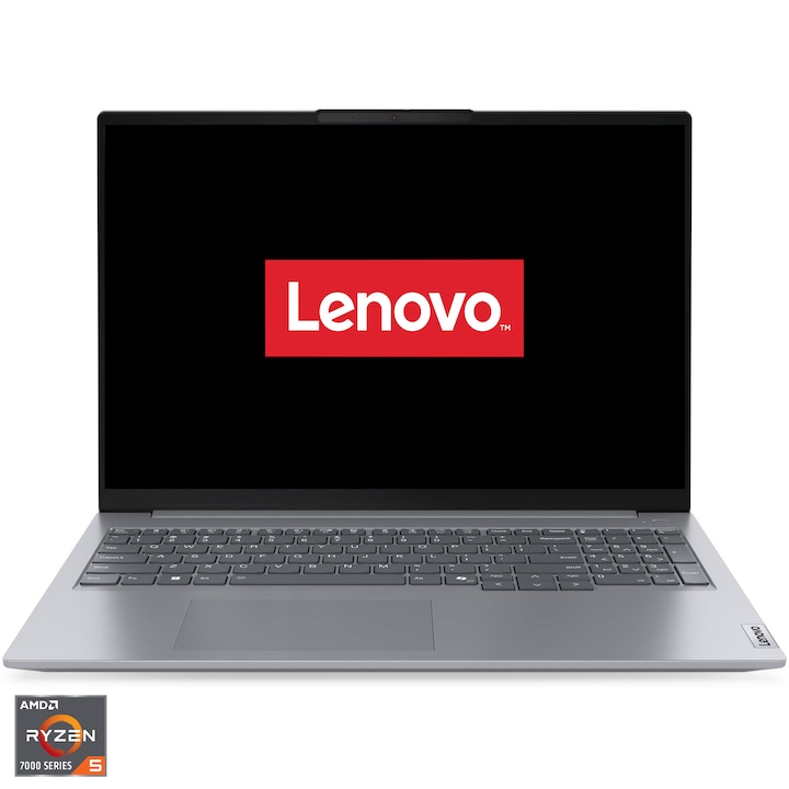 Laptop Lenovo ThinkBook 16 Gen 7 cu procesor AMD Ryzen™ 5 7535HS pana la 4.55 GHz, 16" WUXGA IPS, 16GB RAM, 512GB SSD, AMD Radeon™ 660M Graphics, No OS