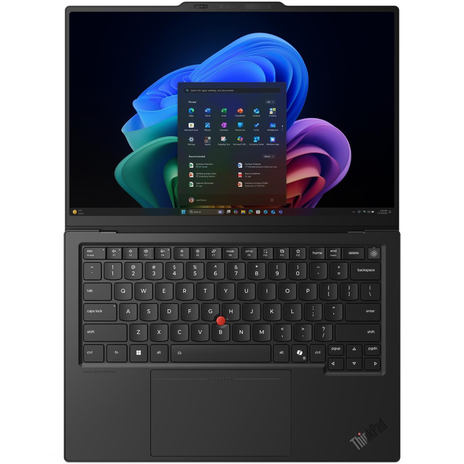 Laptop Lenovo ThinkPad X1 Carbon Gen 14 Aura Edition cu procesor Intel Core™ Ultra 7 355 pana la 4.70 GHz, 14" WUXGA IPS 500nits, Multi-touch, 32GB RAM, 1TB SSD, Intel® Graphics, Windows® 11 Pro