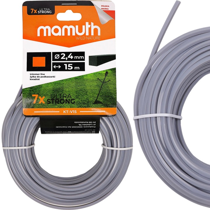 Mähfonál 2, 4mm 15m QUADRATIC Motorsense Ragasztóf Inoltre Műtrágyás vágószál KT-V15