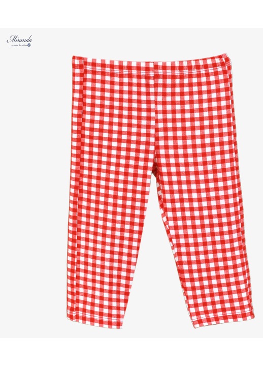 Pantaloni fete in carouri rosu cu alb Miranda 10 ani
