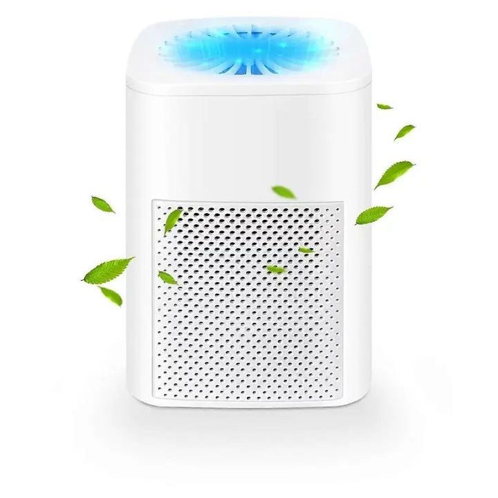 Purificator aer mini portabil alb 18x14x5cm pentru alergii si astm