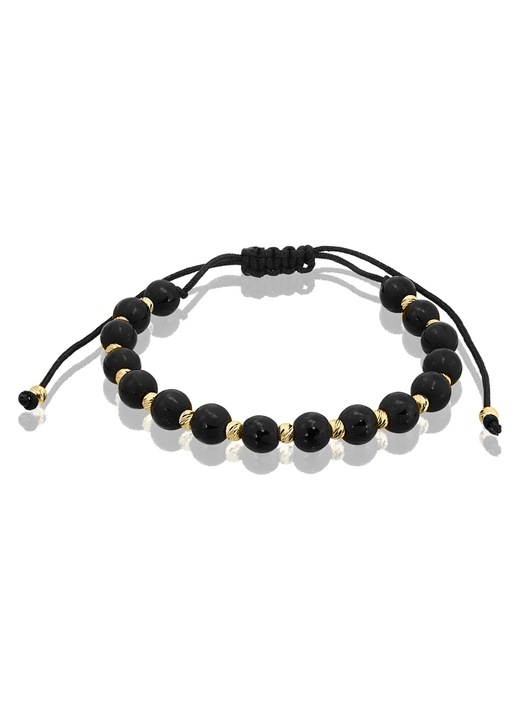 Bratara reglabila premium, cu margele aurii, unisex