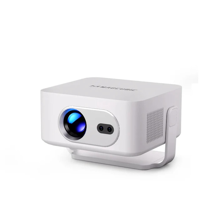 Smart Magcubic HY300MAX hordozható videoprojektor, Android 14, natív HD 720P felbontás, 8K jel támogatás, 260 ANSI, Wi-Fi 6, Bluetooth 5.4, autofókusz, automatikus trapézkorrekció, akár 150 hüvelykes kép, Fehér