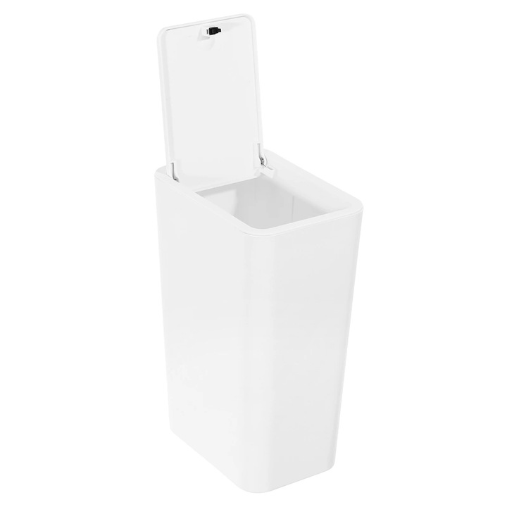 Cos de gunoi, Pubela, 9 l capacitate, PP plastic, Capac pop-up detasabil, Pentru bucatarie/baie/living, Alb