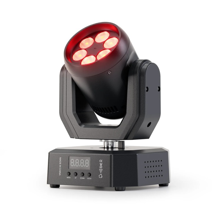 Lampa Disco Mini Moving Head, ZQ02577, 60W LED Beam, Control DMX512 9 Canale, 5 Moduri Control, Efect Scena DJ, Stecher EU