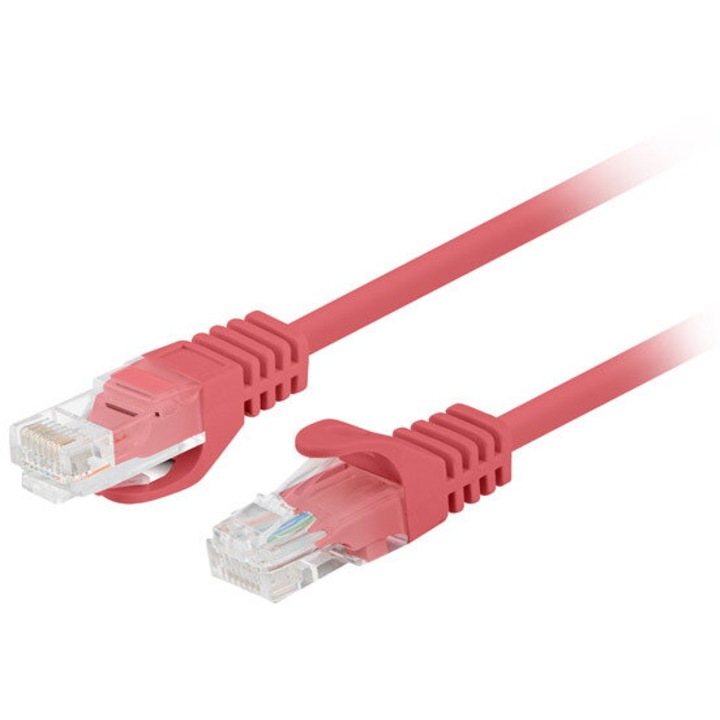 Cablu Lanberg Patchcord RJ45 cat. 6 UTP 0.25m, rosu