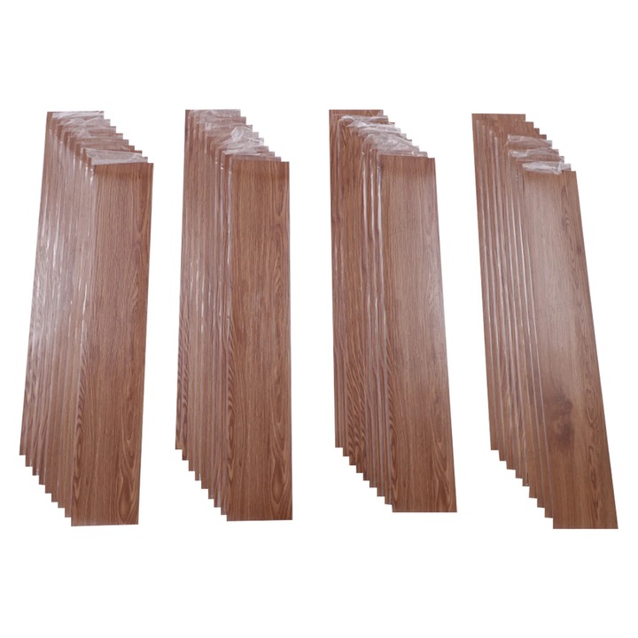 Placi de podea autocolante din vinil, stickere pardoseala, set 36 bucati, model lemn realist, grosime 1, 3 mm, impermeabile, culoare cafea