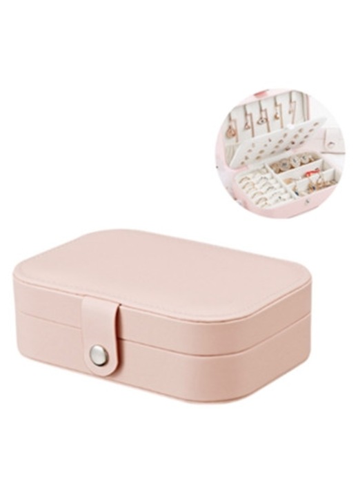 Organizator bijuterii doua straturi piele ecologica negru mic