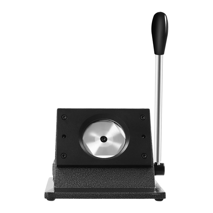 Cleste de stantare manual, cutter circular pentru insigne si medalii, otel inoxidabil, pentru carton, maner lung 27, 5 cm, negru