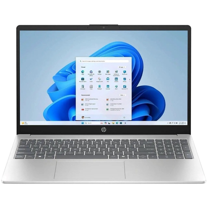 Laptop HP 15, 15.6" Full HD Touchscreen, Intel® Core™ i5 1334U pana la 4.6 GHz, 12 GB RAM DDR5 4800, 512 GB SSD, Intel Iris Xᵉ Graphics, Windows 11 Home, Silver 512 GB