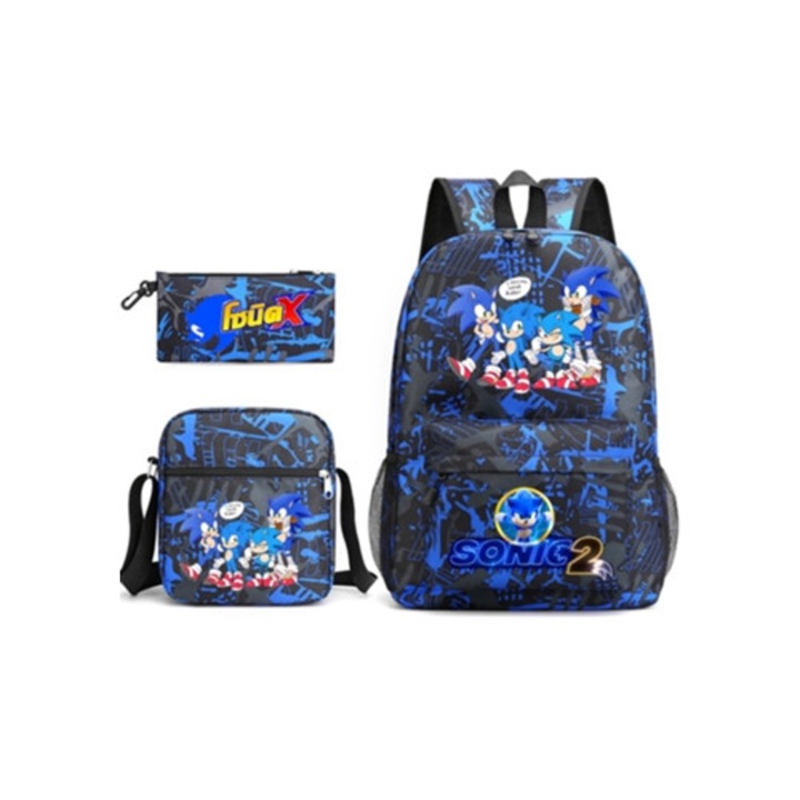 Set ghiozdan scolar trei piese multicolor