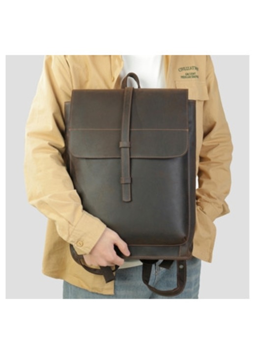 Rucsac barbati piele naturala vintage maro inchis 30x45cm
