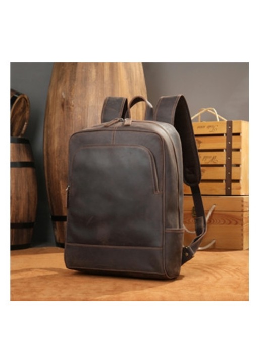 Rucsac barbati piele naturala vintage laptop mare coffee 2253