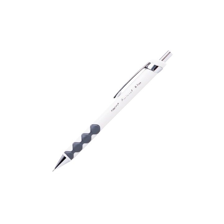Creion Mecanic Eminent, mina 0.7 mm, corp din plastic rezistent, grip ergonomic antiderapant, clema metalica, Alb, pentru scriere cursiva, schite si notite rapide. DACO sku11