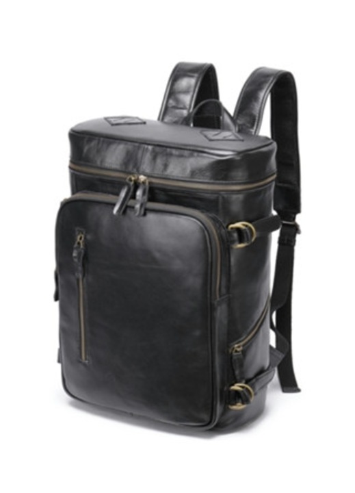 Rucsac piele naturala vintage barbati negru laptop 30x45cm