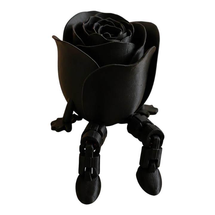 Trandafir decorativ, VeliumCraft, 8.6x6.5x5 cm, picioare articulate, negru