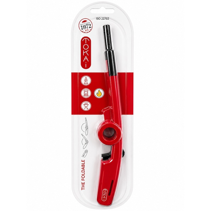 Aprinzator electric. TOKAI Traditional Torch pentru aragaz, Gratar, Semineu si lumanari, Reincarcabil cu gaz, Pliabil, Rosu