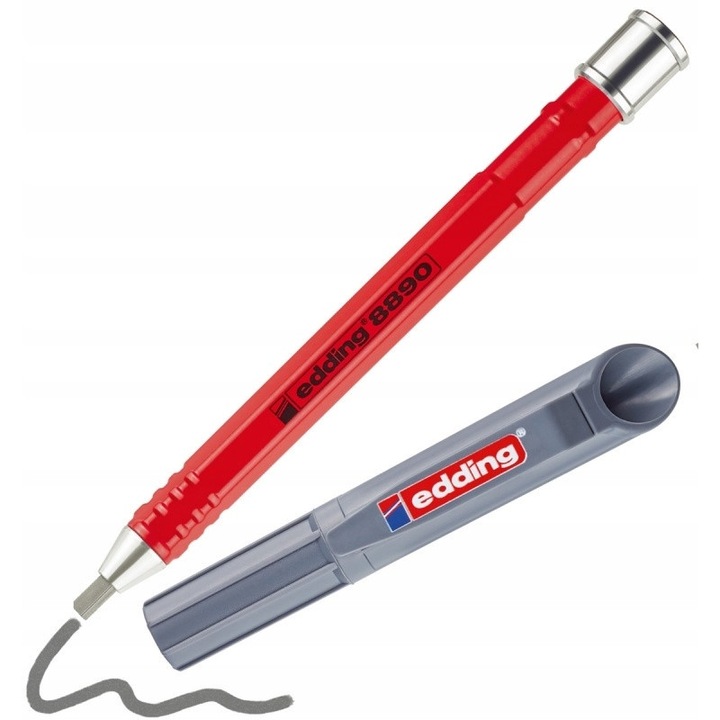 Edding e-8890 asztalos ceruza készlet, 6 db, piros, HB, 2x5mm