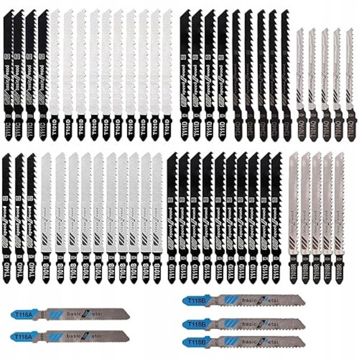 Set 52 piese lame fierastrau pendular otel HCS HSS maner T multicolor