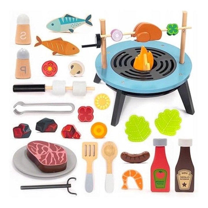 Set gratar lemn pentru copii UMU 45 piese multicolor