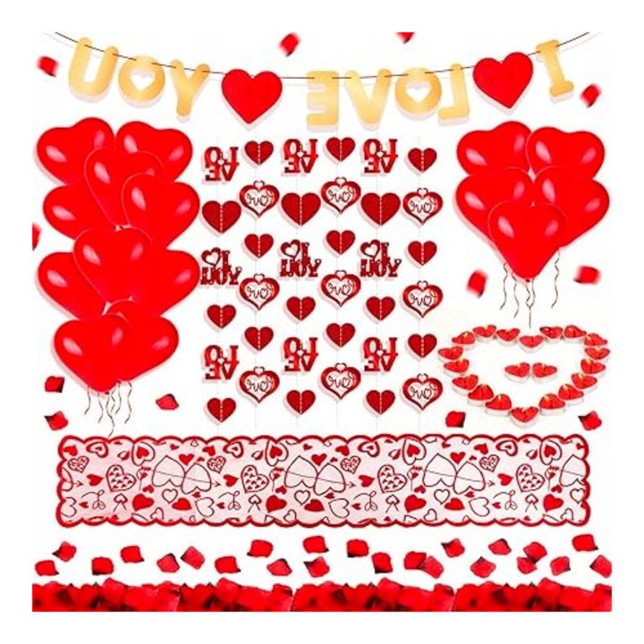 Accesorii petrecere Love decor Valentine inima baloane petale ghirlanda runner