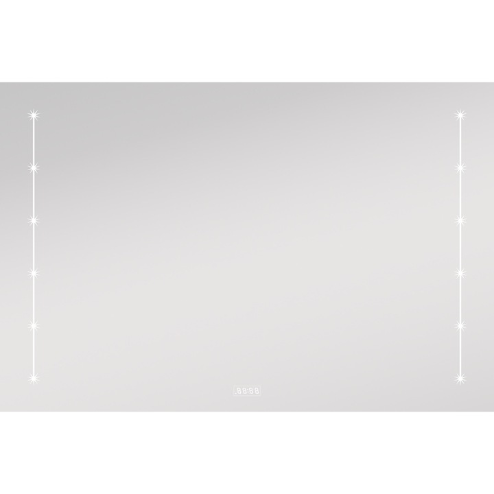 Oglinda cu iluminat si ceas, 900x600x20 mm