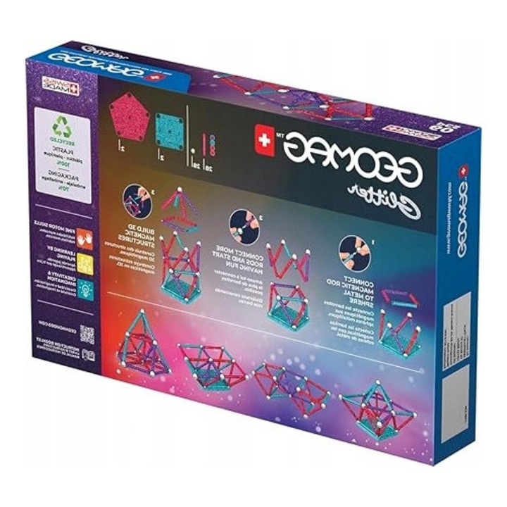 Set de constructie Geomag 536 piese magnetice reciclare multicolor