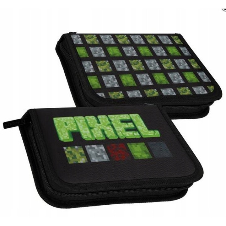 Penar Starpak Pixel verde cu echipament scolar 21x14x4cm