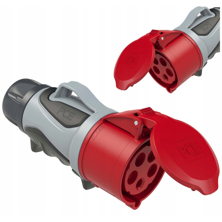 Priza portabila PCE GRIP TT 16A 400V rosu 5P IP44