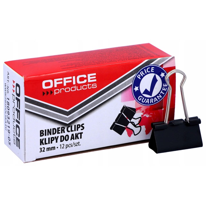 Clipsuri birou Office Products 25mm negre set 12 buc