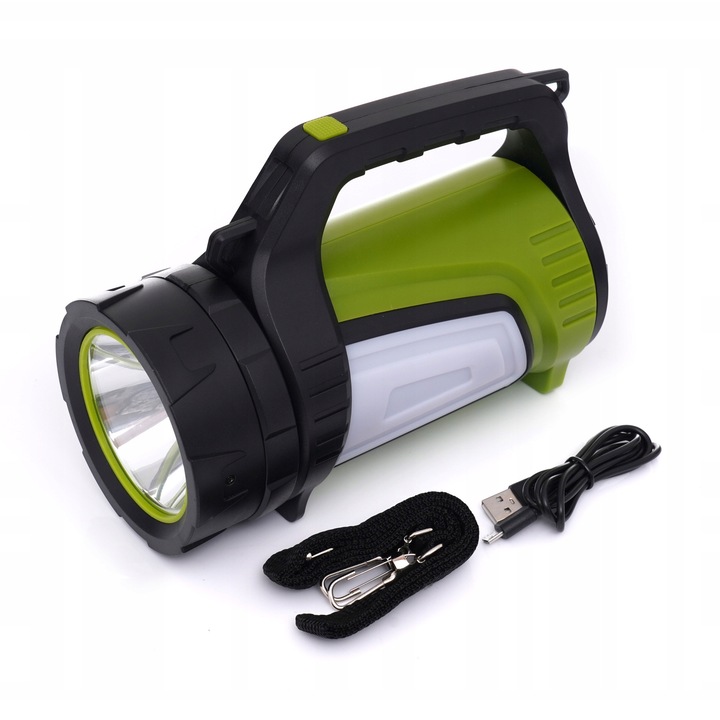 Lanterna reincarcabila Kraft&Dele, 1200 lumeni, 800m, alb-negru, 0.52kg