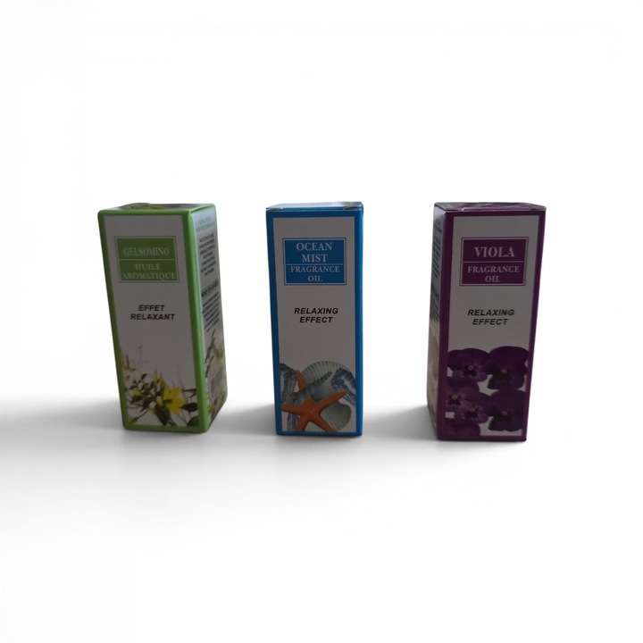 Set de 3 sticle uleiuri esențiale, Iasmina, Ocean, Viola, 3x10ml