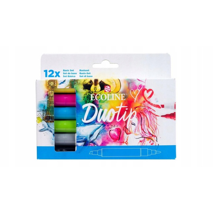 Set 12 markere acuarela Royal Talens Duotip multicolor