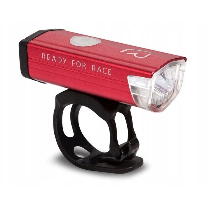 Lampa fata bicicleta RFR Power 300 USB portocaliu rosu 49g