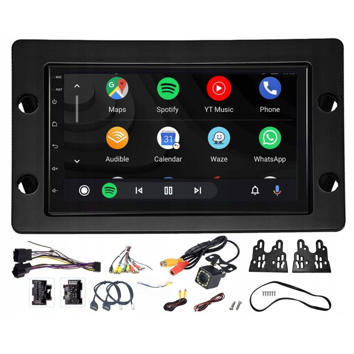 Radio auto Projack 2 DIN, Android Auto, Bluetooth, CarPlay, negru, 7 inch, Saab 9-5 2005-2011