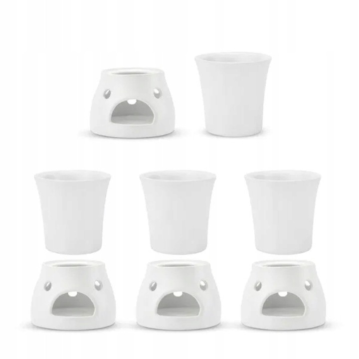 Set 8 cani ceramica Kera Ceramika alb cu incalzitoare pentru vin fiert
