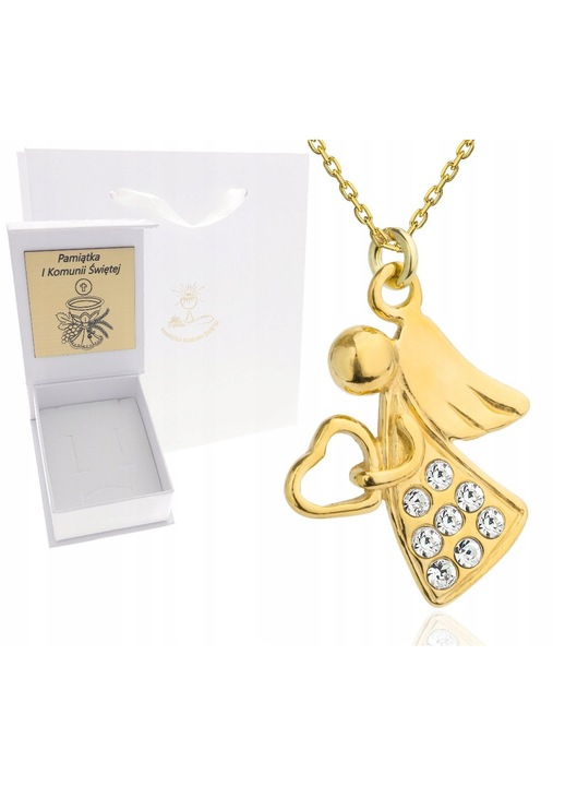 Colier ArtWings inger cu cristale Swarovski aur 24K 45cm 17x14mm argint 925