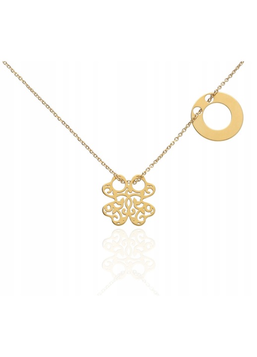 Colier ArtWings argint 925 placat aur 24K cerc trifoi 50cm