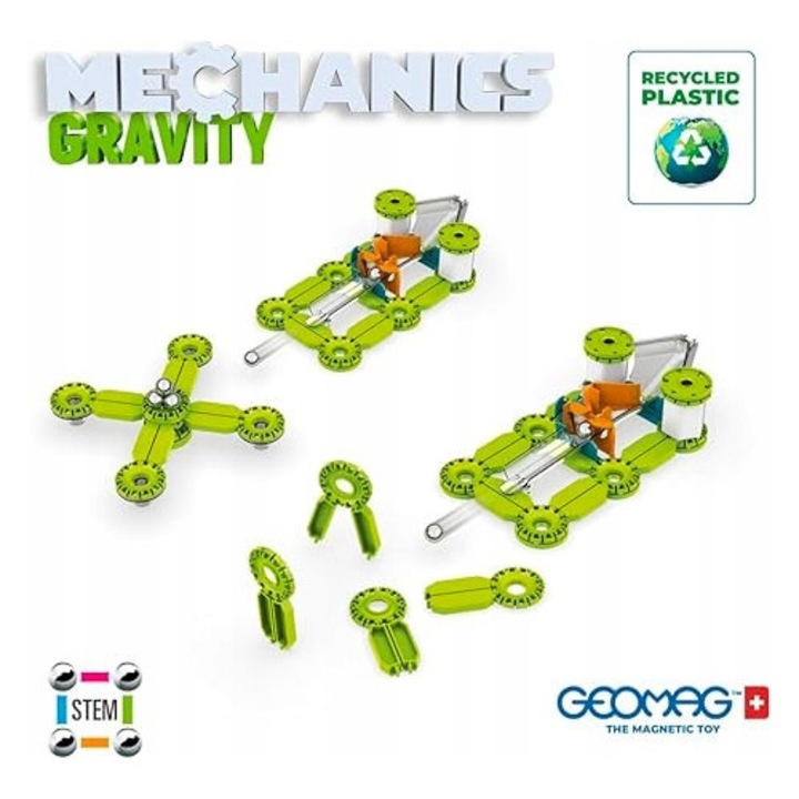 Set de constructie Geomag Mechanics Challenge 96 piese magnetice colorate