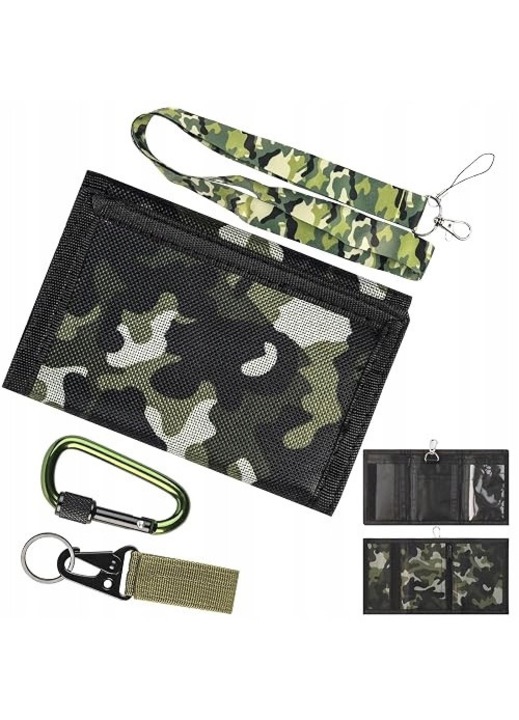 Portofel baieti trifold camuflaj poliester set 4 piese