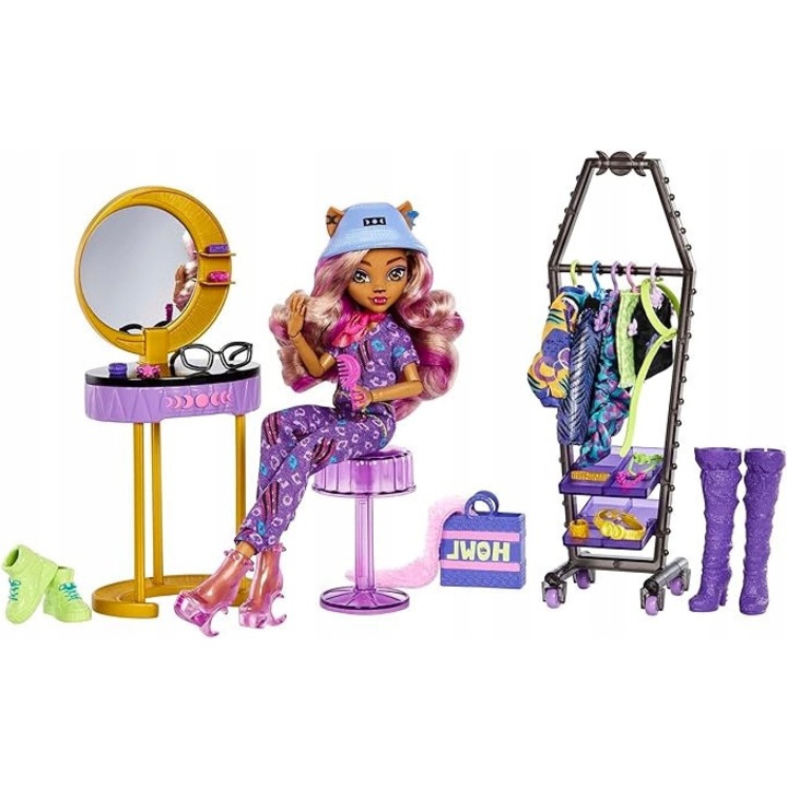 Papusa Wolf Monster High Studio Clawdeen Wolf cu accesorii