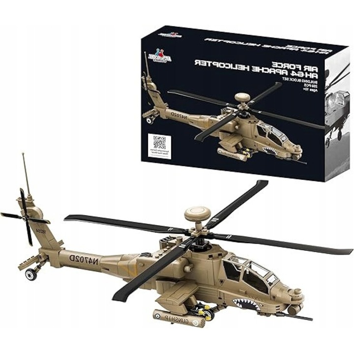 Set constructie Klocki AH-64 Apache 259 piese plastic 31x25x7cm