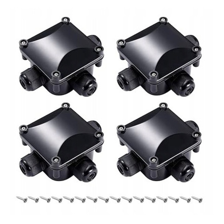 Cutie de derivatie Gwhole IP66 3 iesiri negru set 4 buc