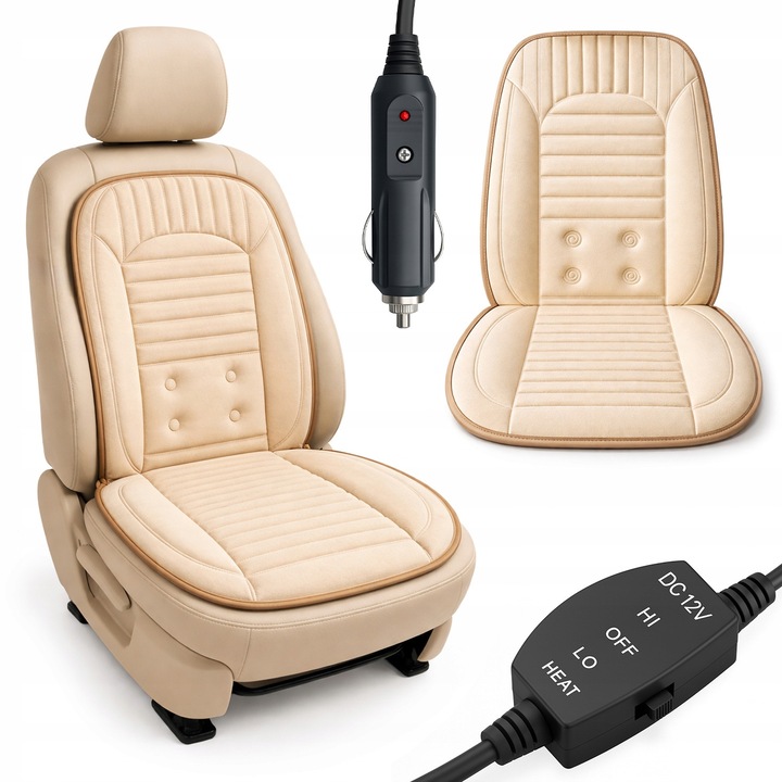 Mata incalzitoare auto 12V, bej, 105x51cm, universala