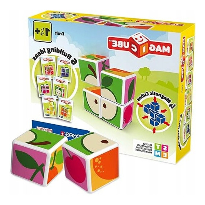 Set de constructie Geomag Magicube Fruit 31 piese colorate magnetice