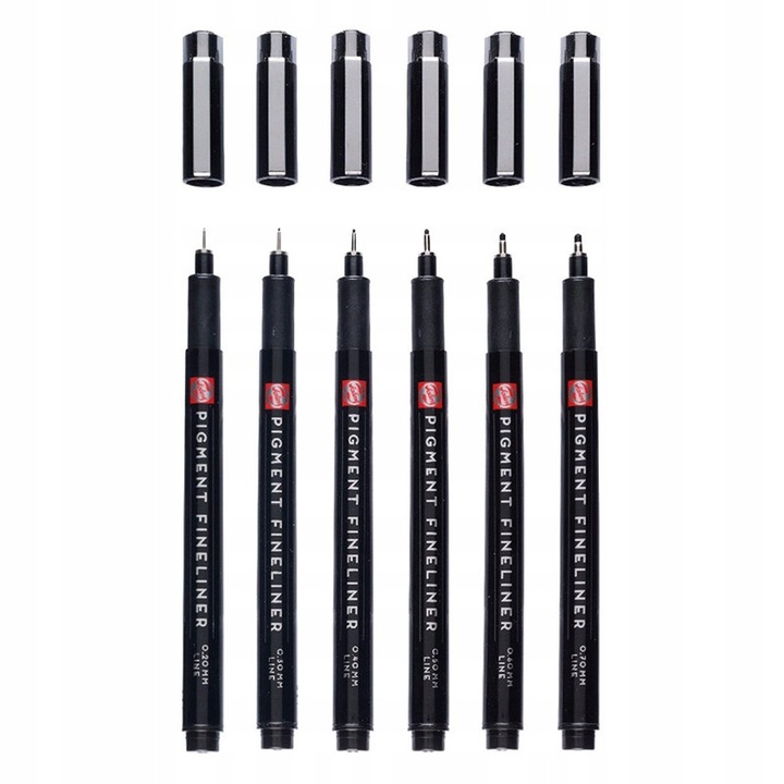 Set 6 linere pigment Royal Talens, 005-12, negru