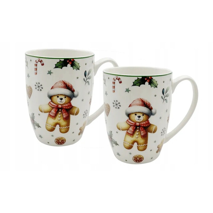 Set 2 cani Duo Christmas 360ml alb 11.5x8.2x10.3cm