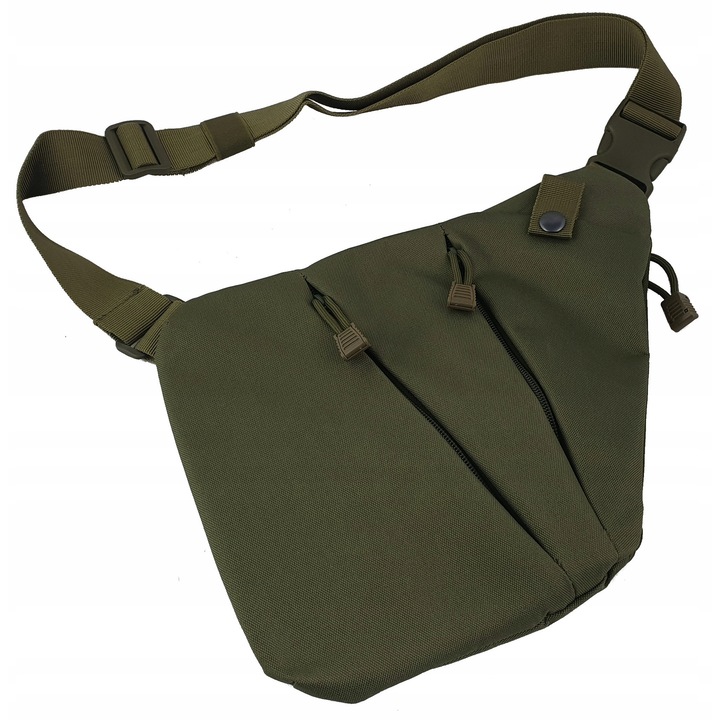 Borseta barbati DKM, poliester 600D, 3 buzunare, negru, 24x30x19cm
