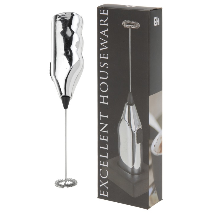 Spumator lapte Excellent Houseware manual inox argintiu 20cm