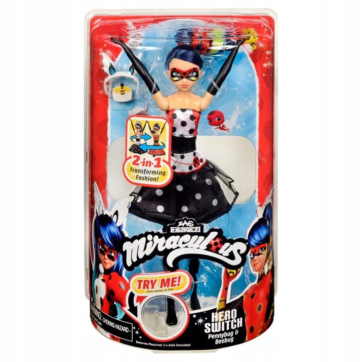 Papusa Playmates Toys Miraculous Pennybug Beebug rosu negru galben 28cm